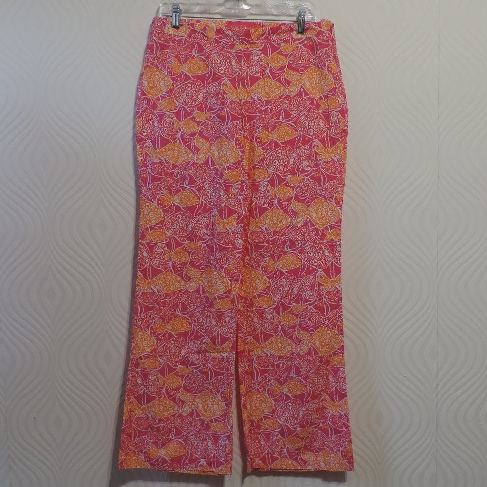 Lilly Pulitzer Jubilee Sz 10 Wide Leg Beach pants Beverly Hills Bubbly Pink!